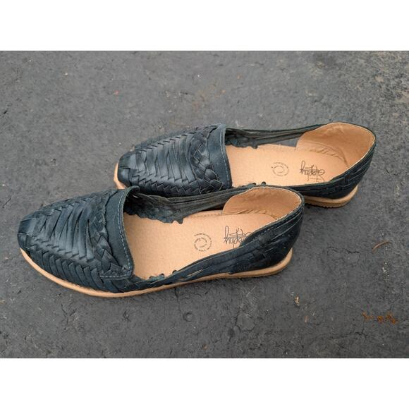 Stephy Women's Huarache Leather Woven Sandals Sz 7 Espadrille Slip On Shoes - Picture 2 of 6